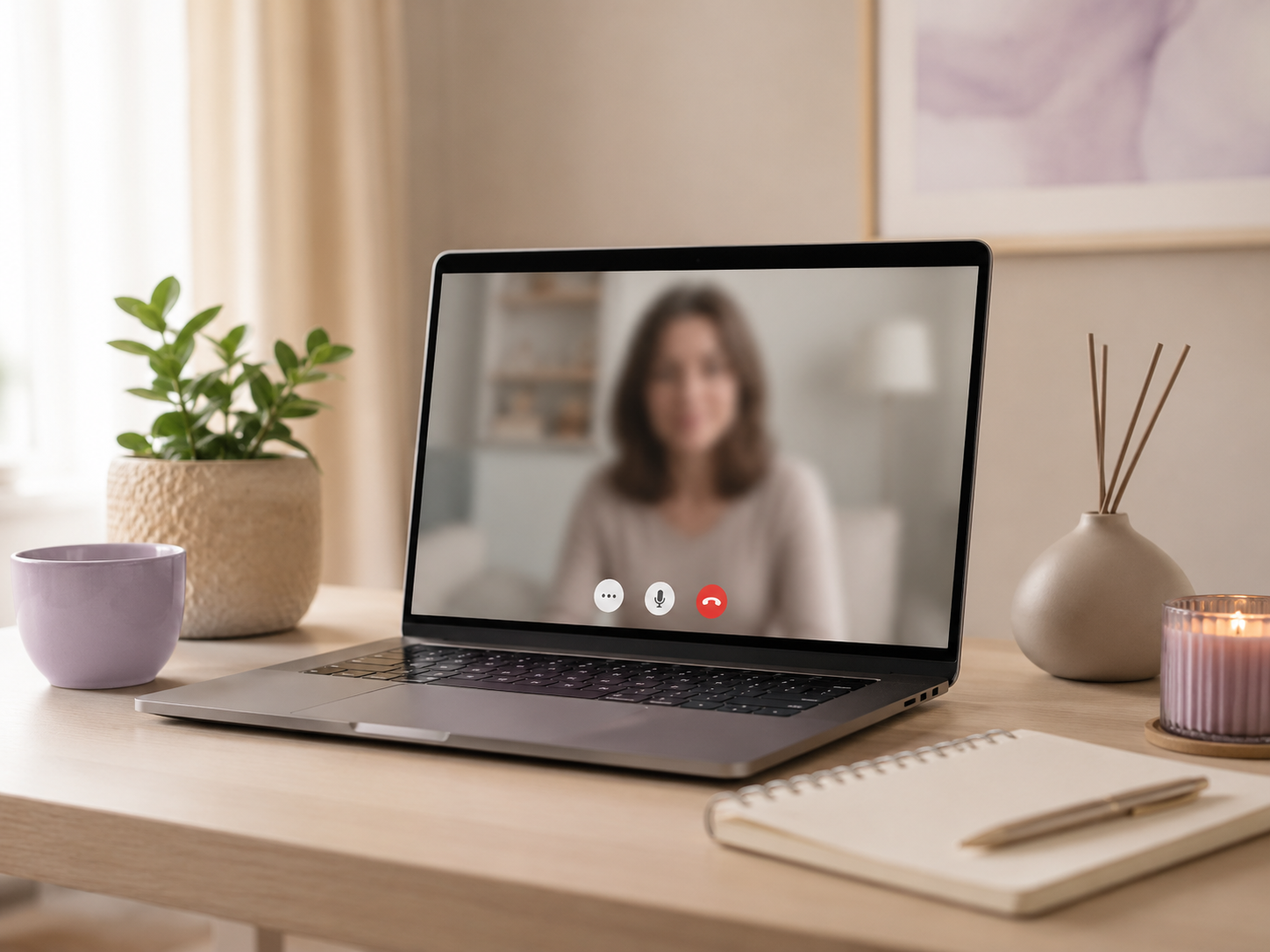 Sesión online por videollamada en un espacio cálido